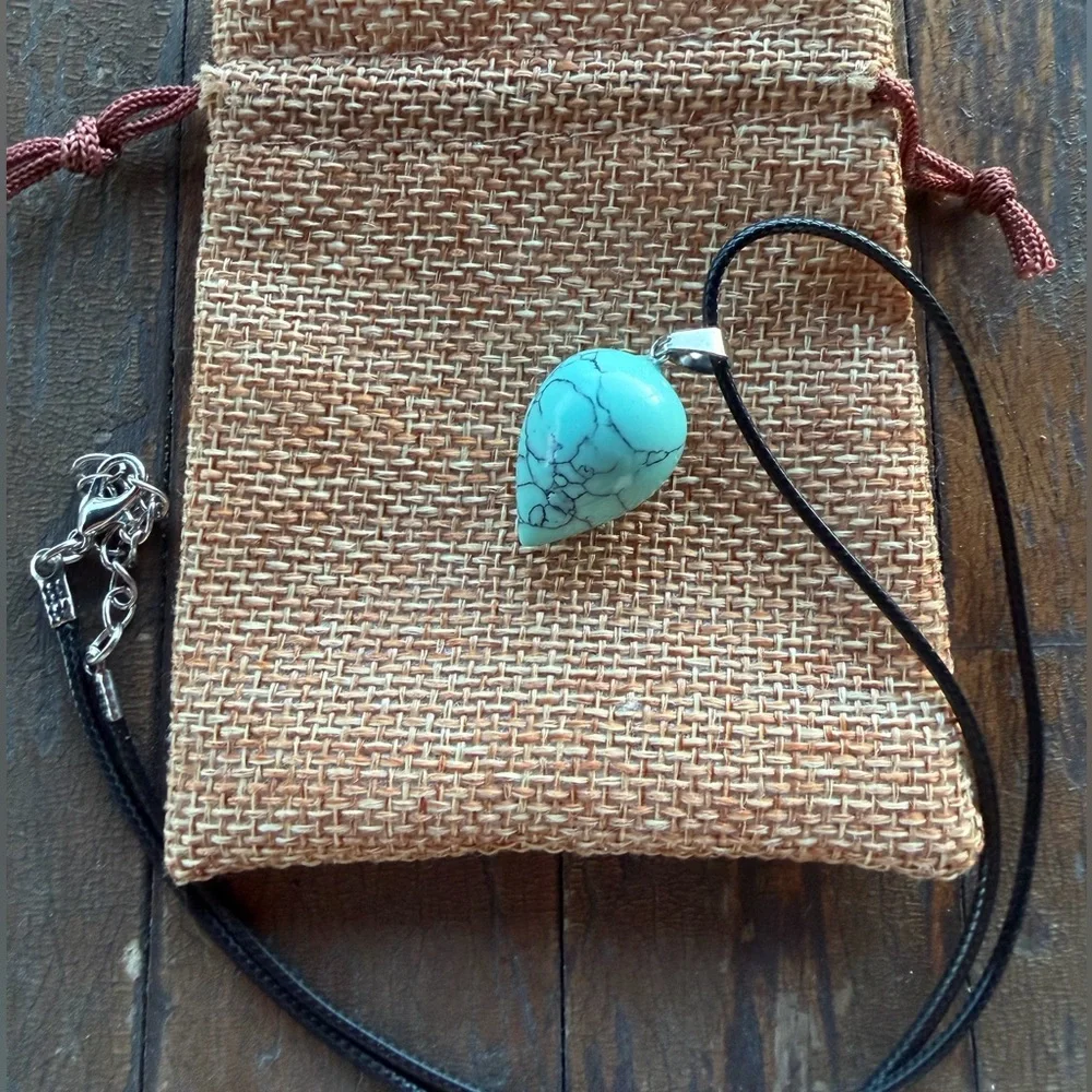 Blue Howlite Necklace | Imitation Turquoise | Boho Jewelry | Crystal Necklace
